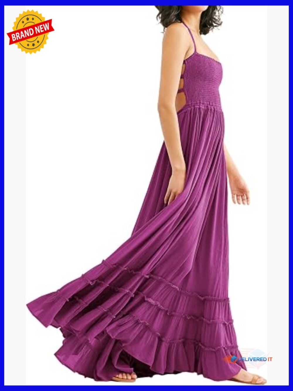 Sexy Backless Halter Maxi Dress Boho Summer